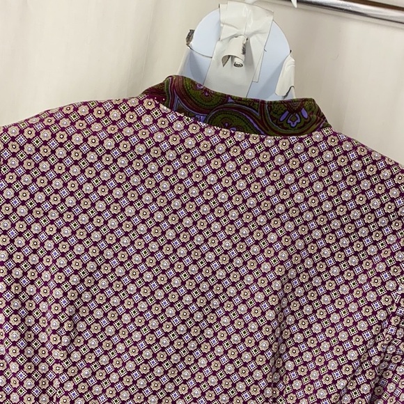 ISAAC MIZRAHI Target XL Velvet Jacket Purple Green Paisley Detail Hidden Buttons - Picture 6 of 8